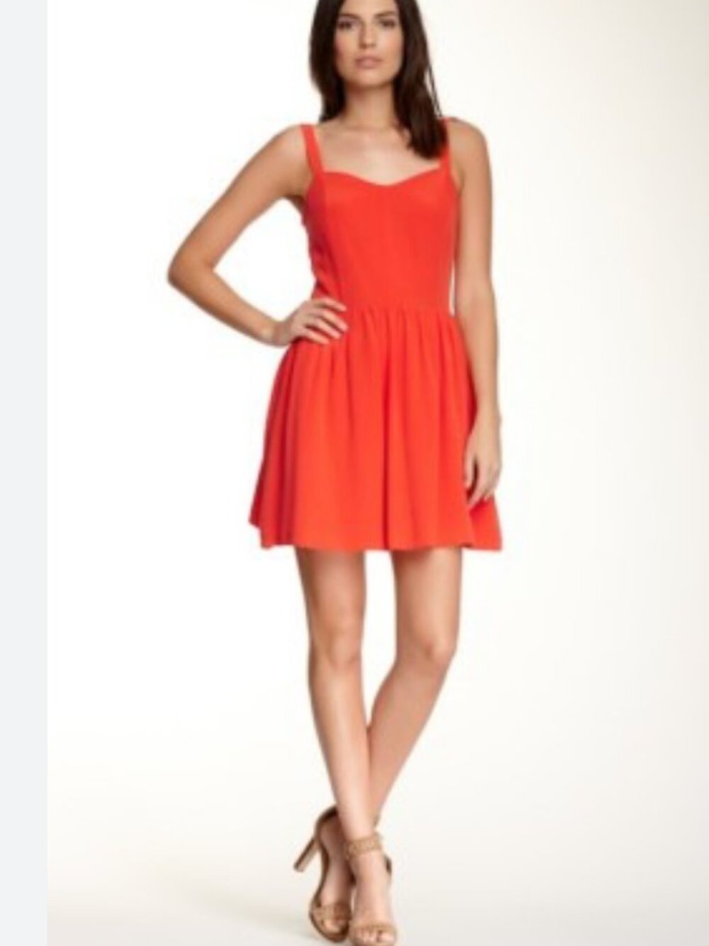 Joie 100% silk Coral Red Mini Dress Size Medium